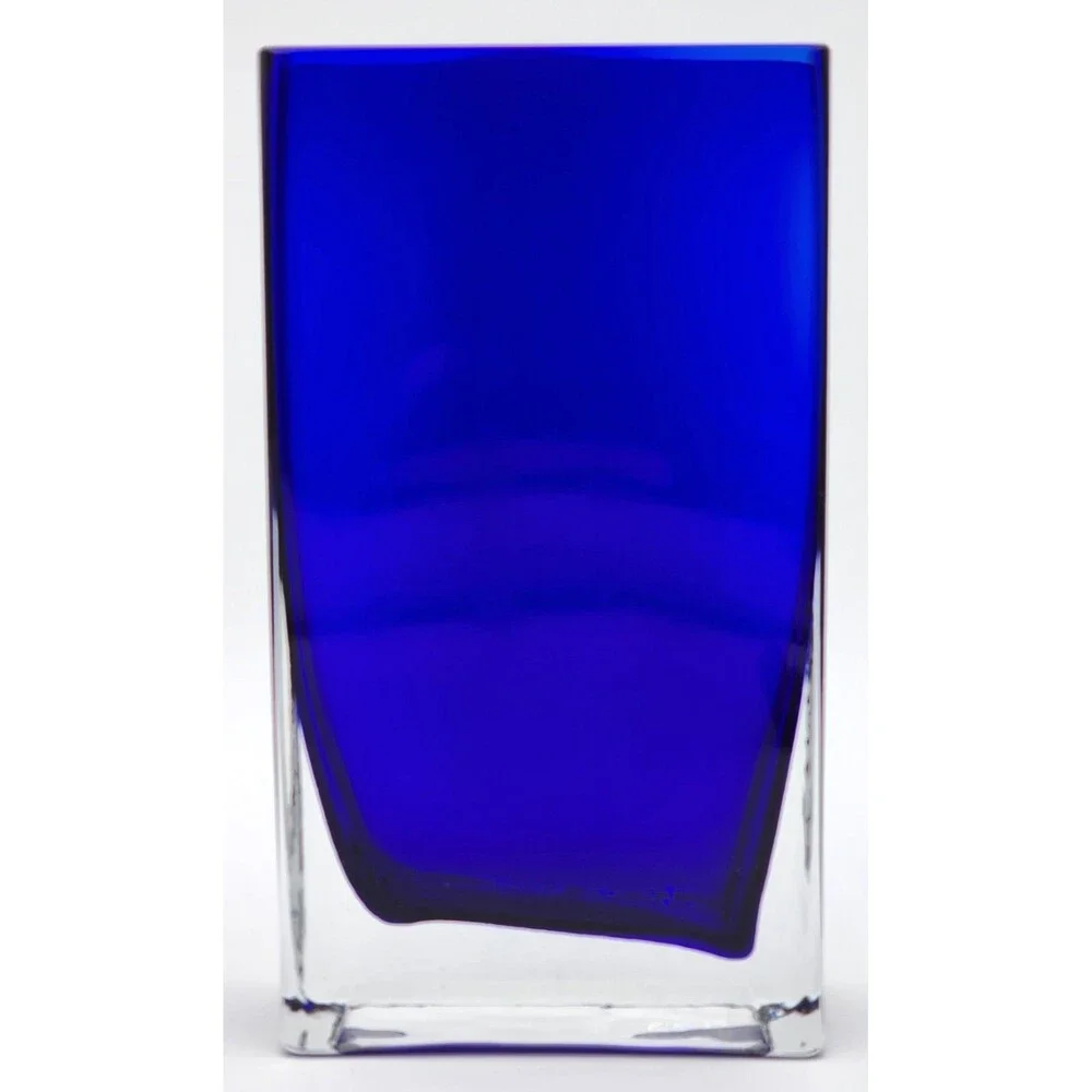 Vintage Sommerso Vase ~ Beautiful Cobalt Blue & Clear Glass